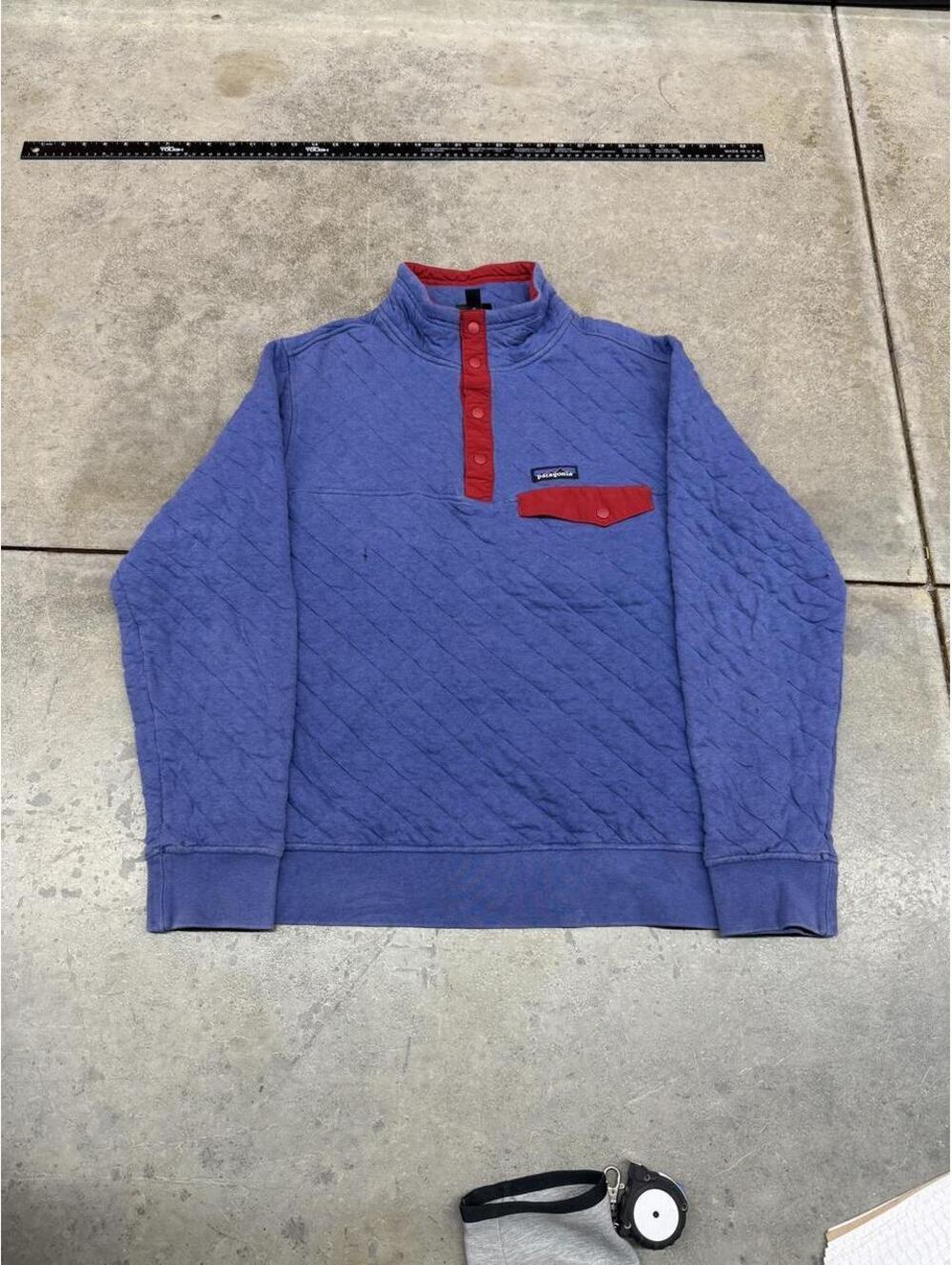 vintage patagonia organic cotton quilt snap t purple and red pullover